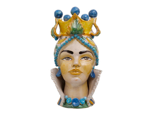 Pair of polychrome Moor's heads H 32 cm