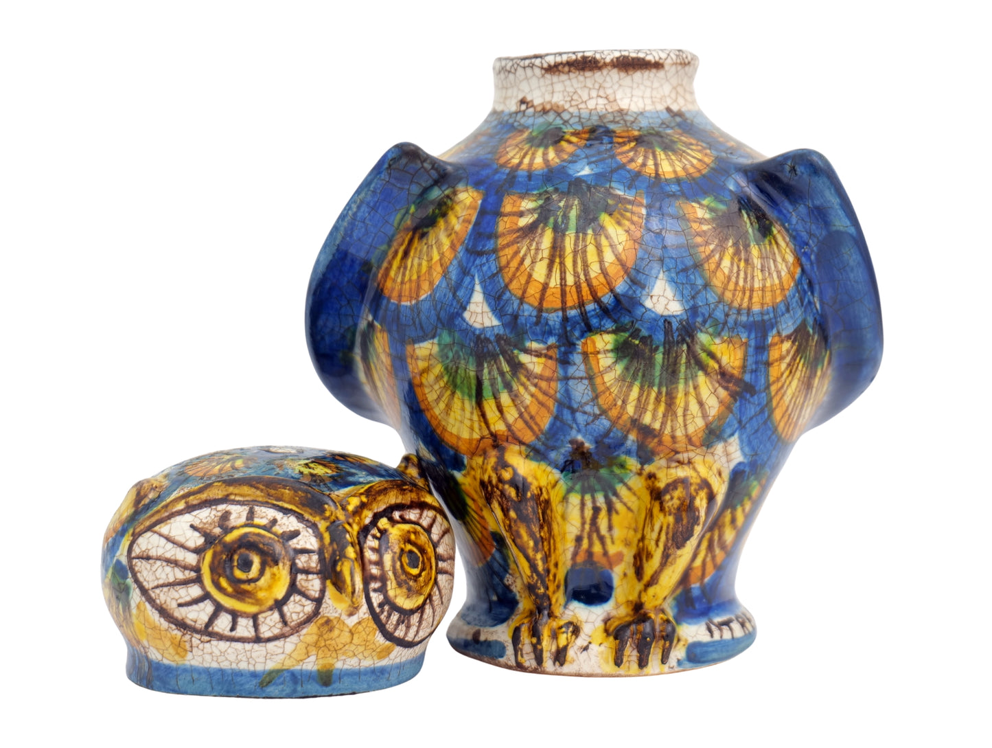 Civetta H13 decorazione penna pavone blu