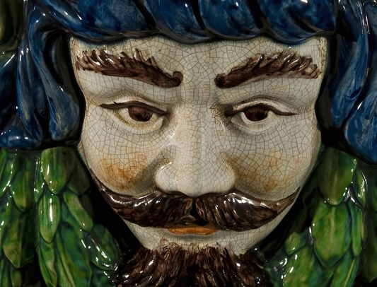 Polychrome wall head Man H 40 cm