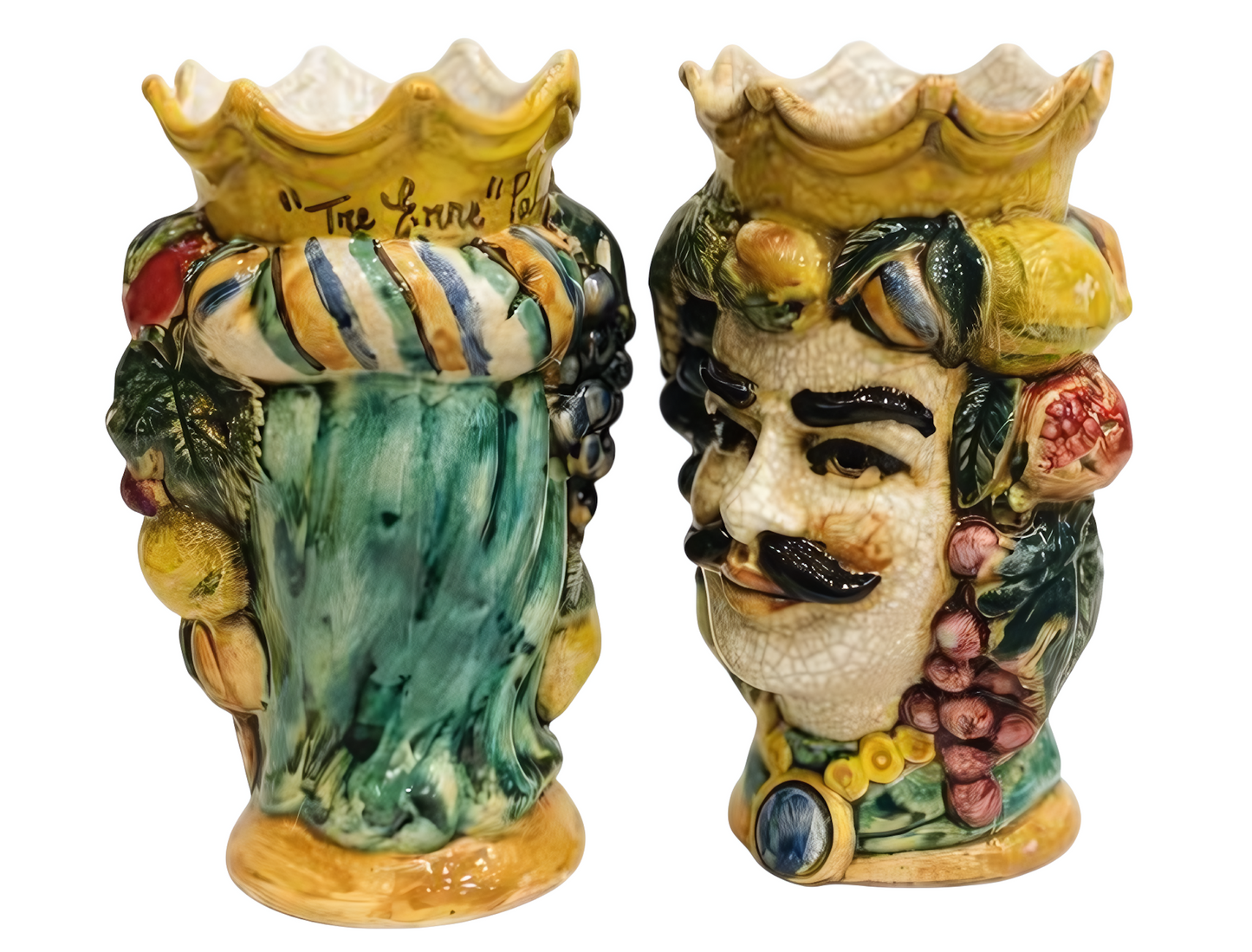 Coppia Teste di Moro con frutta H 18