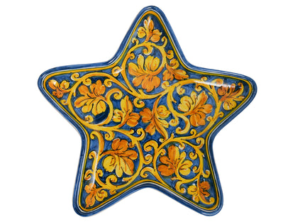 Vassoio Stella decoro foglia di vite a spirale su fonfo Blu
