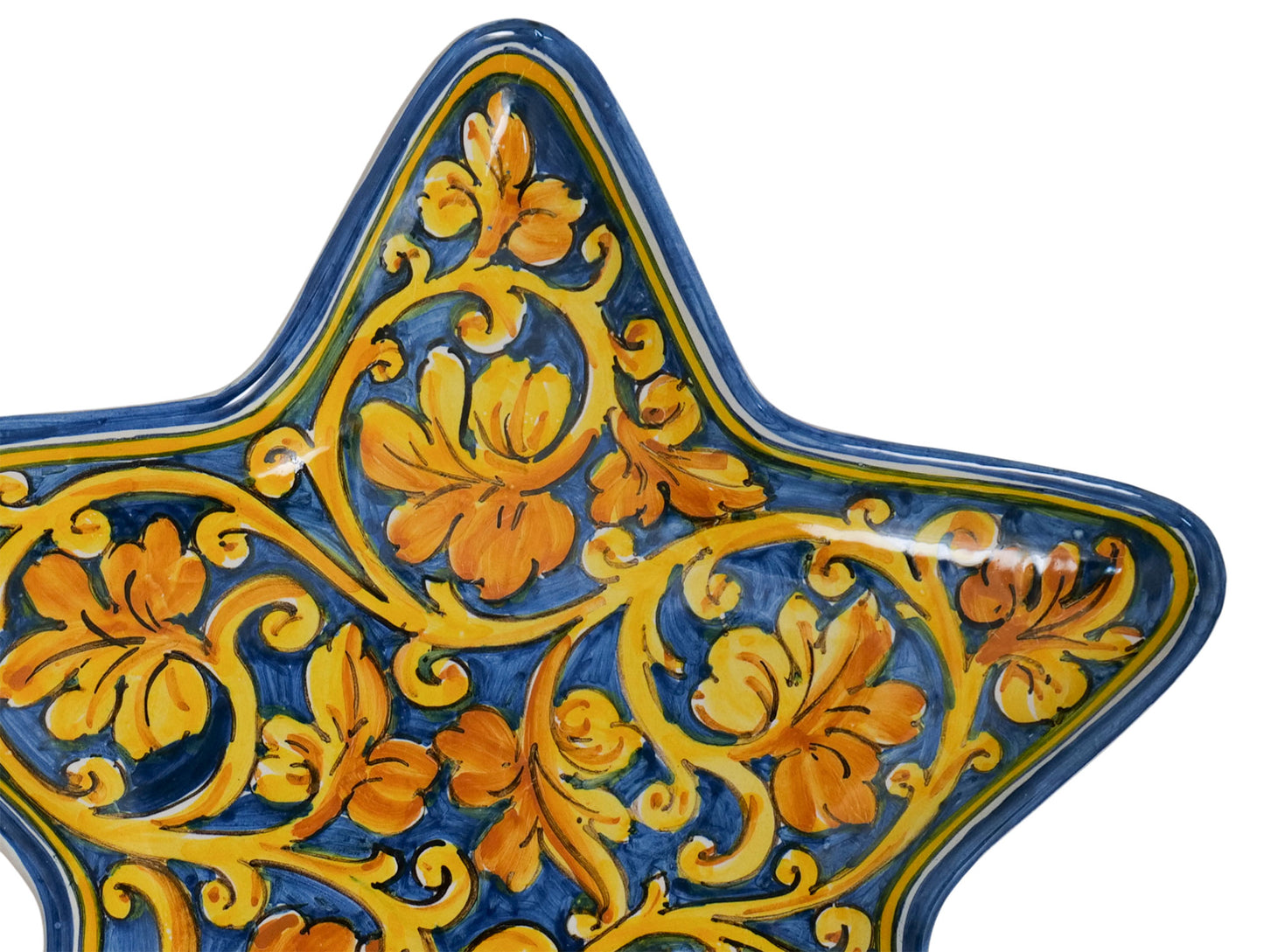 Vassoio Stella decoro foglia di vite a spirale su fonfo Blu