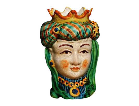 Medium Polychrome Moor's Head Woman H 25 cm