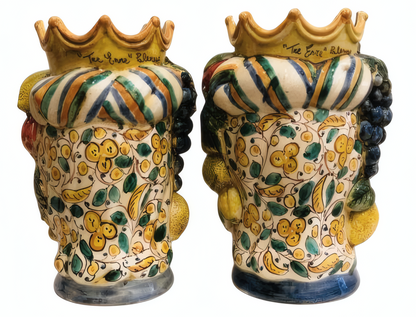 Pair of Moor's Heads with Fruit H 36 cm
