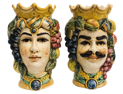Pair of Moor's Heads with Fruit H 18