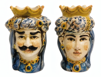 Pair of polychrome Moor's Heads H 14