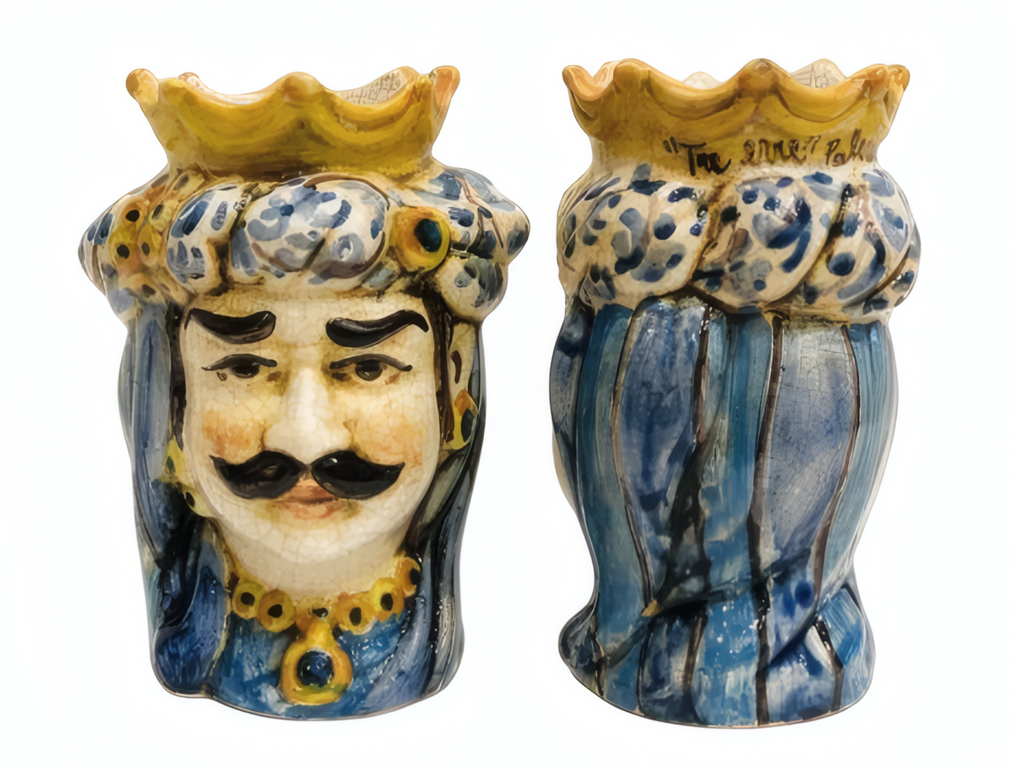 Pair of polychrome Moor's Heads H 14
