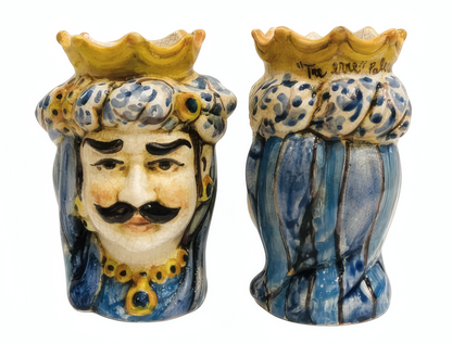 Pair of polychrome Moor's Heads H 14