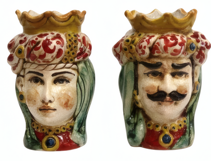 Pair of polychrome Moorish heads H14 cm