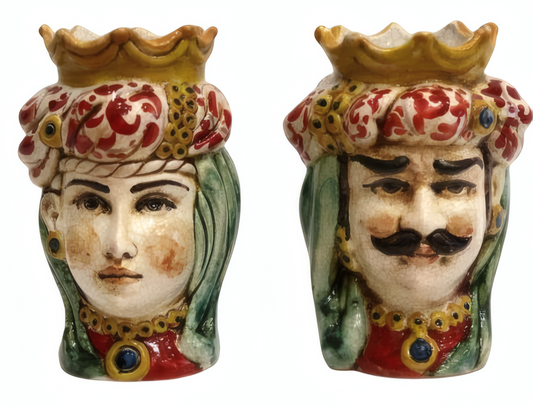 Pair of polychrome Moorish heads H14 cm