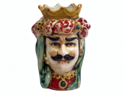 Pair of polychrome Moorish heads H14 cm