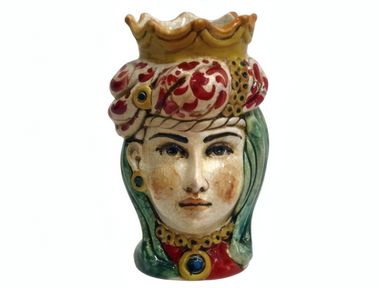 Pair of polychrome Moorish heads H14 cm