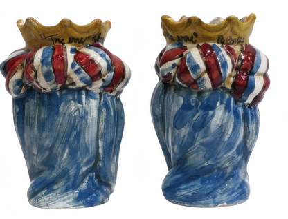 Pair of polychrome Moor's heads H 14 cm